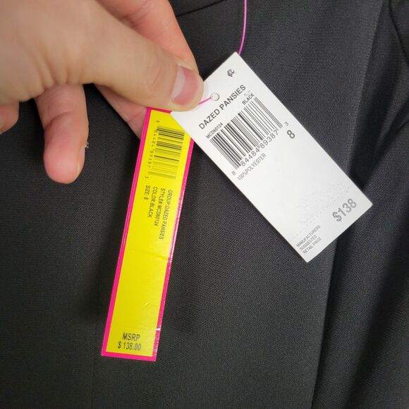 NWT CATHERINE MALANDRINO Black Sleeveless Fit & Flare Cocktail Dress SIZE 8 - Picture 3 of 12